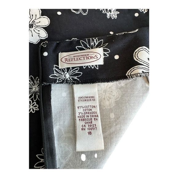 Northern Reflections Black A Line Skirt With White Flowers - Size 18 - Picture 5 of 9